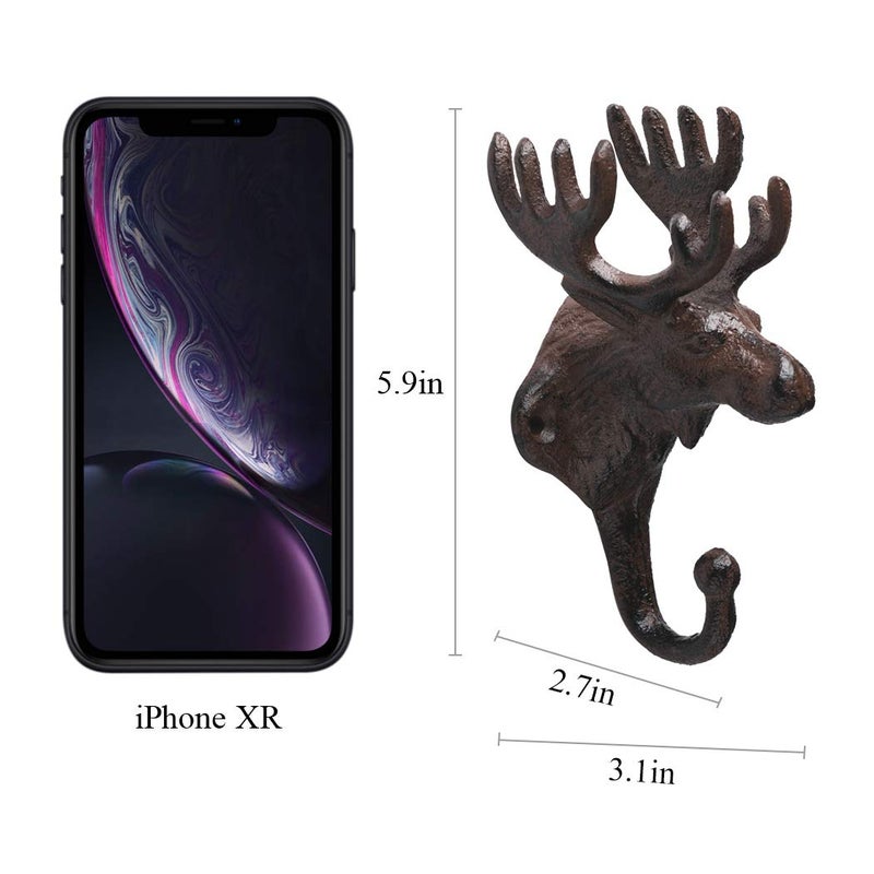 BRASSTAR Vintage Cast Iron Deer Head Antlers Wall Hooks/Hanger - Living Room Bathroom Room Kitchen Wall Decoration Coat Hooks Rustic PTZY226 - Image 2